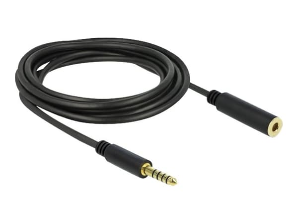 Delock - Lydforlengelseskabel - balansert stereo 4,4 mm hann til balansert stereo 4,4 mm hunn - 3 m - svart