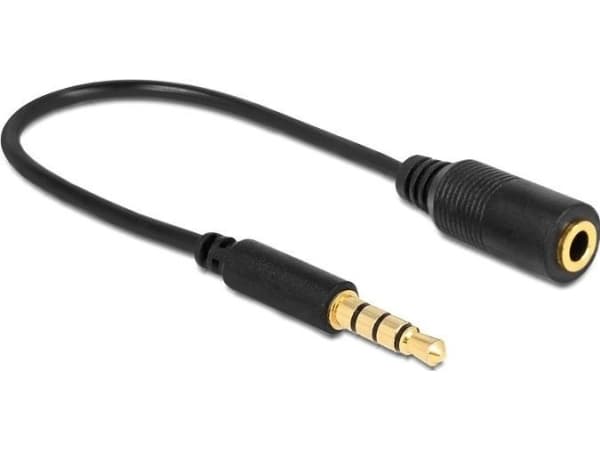 Delock - Audioadapter - mini-phone stereo 3.5 mm hunn til mini-phone stereo 3.5 mm hann - 17.5 cm - svart