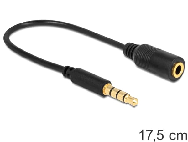Delock - Audioadapter - mini-phone stereo 3.5 mm hunn til mini-phone stereo 3.5 mm hann - 17.5 cm - svart