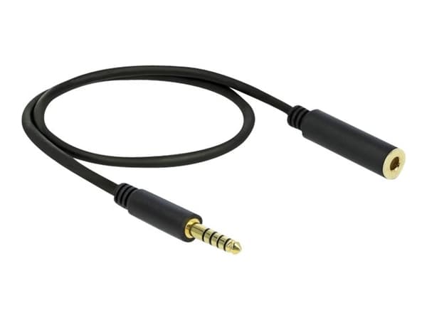 Delock - Lydforlengelseskabel - balansert stereo 4,4 mm hann til balansert stereo 4,4 mm hunn - 0.5 m - svart