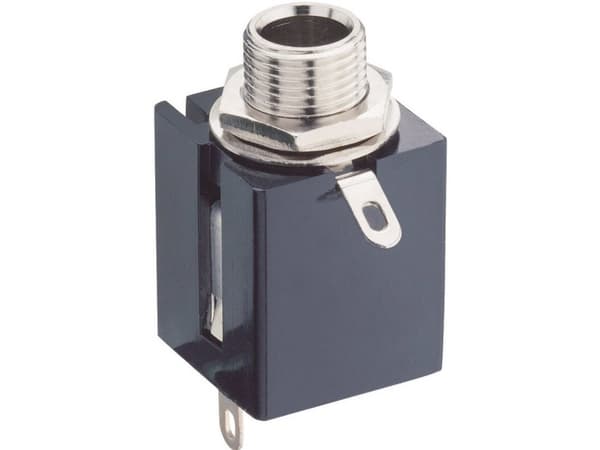 Lumberg KLBPS 3 Jack 6,35 mm kontakt, infällt monterad vertikalt Pol: 3 Stereo Svart 1 st