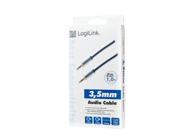 LogiLink 3.5mm - 3.5mm 1m, 3.5mm, Hanstik, 3.5mm, Hanstik, 1 m, Blå