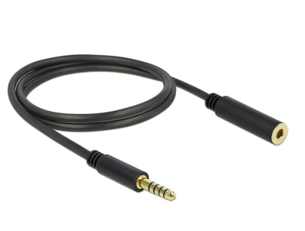 Delock - Lydforlengelseskabel - balansert stereo 4,4 mm hann til balansert stereo 4,4 mm hunn - 1 m - svart