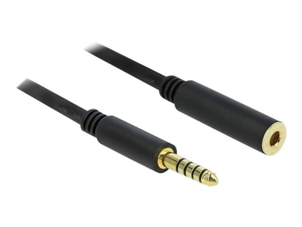 Delock - Lydforlengelseskabel - balansert stereo 4,4 mm hann til balansert stereo 4,4 mm hunn - 1 m - svart