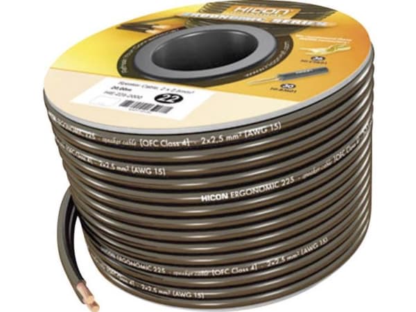 Hicon HIE-215-3000 Højtalerkabel Ergonomic 2 x 1.5 mm² Sort 30 m