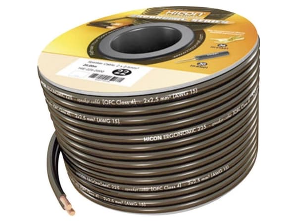 Hicon HIE-215-3000 Højtalerkabel Ergonomic 2 x 1.5 mm² Sort 30 m