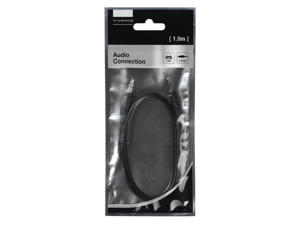 Vivanco 3.5mm, 1m, 3.5mm, Hankjønn, 3.5mm, Hankjønn, 1 m, Svart