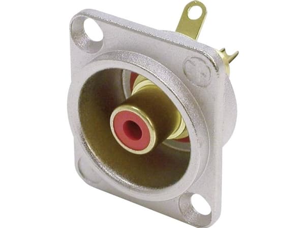 Neutrik NTR-NF2D-2, RCA, Hopea, Messinki, Nikkeli, Sinkittyä terästä, Nikkeli, UL 94 HB, IEC 601-14, IP 40, IEC 68-2-20, 26 mm