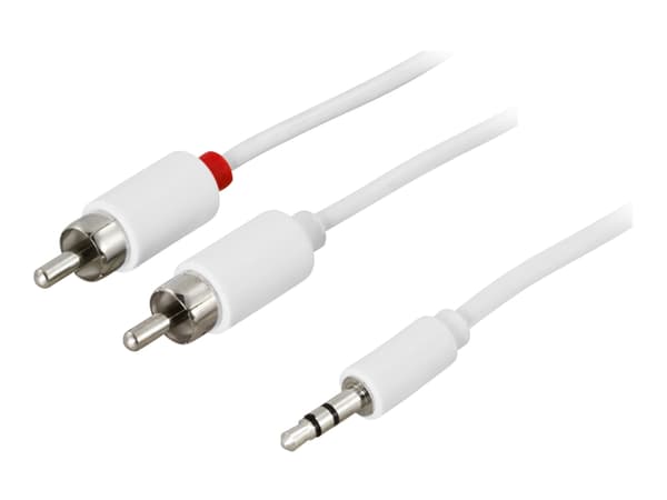 DELTACO - Ljudkabel - RCA hane till mini-phone stereo 3.5 mm hane - 2 m - vit