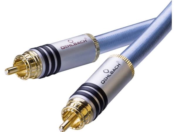 OEHLBACH XXL Series 2 RCA Cool Silver, 2 x RCA, Käsiliitin, 2 x RCA, Käsiliitin, 1 m, hopea
