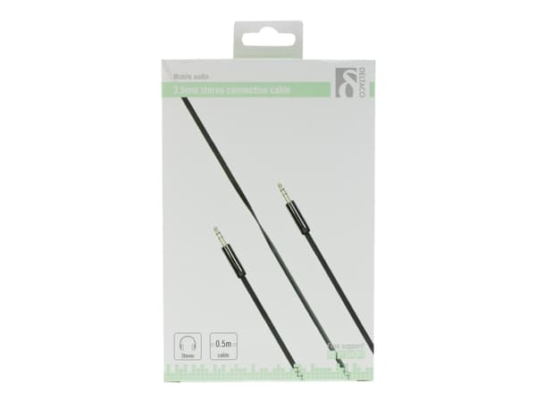 DELTACO AUD-100 - Lydkabel - mini-phone stereo 3.5 mm hann til mini-phone stereo 3.5 mm hann - 50 cm - svart