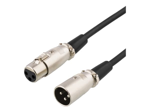 DELTACO - Ljudförlängningskabel - XLR3 hona till XLR3 hane - 5 m - svart