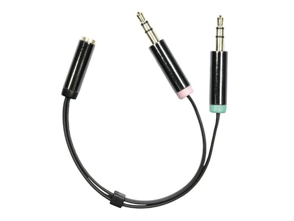 DELTACO AUD-202 - Hodesettadapter - 4-polsminijakk hunn til mini-phone stereo 3.5 mm, minijakk hann - 10 cm - svart