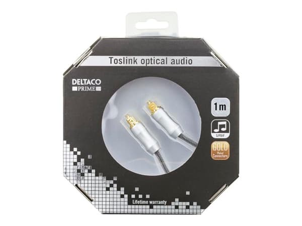 DELTACO Prime TOTO-11-K - Digital audiokabel (optisk) - TOSLINK hann til TOSLINK hann - 1 m - fiberoptisk - grå