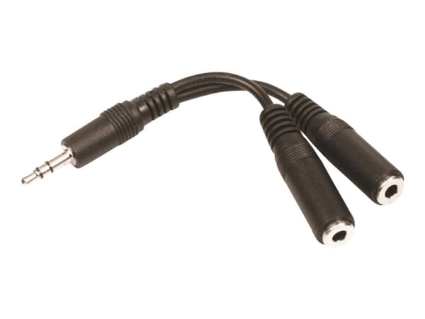 Sandberg MiniJack Splitter 1->2 lydkabel 3.5mm TRS 2x 3.5mm TRS Sort