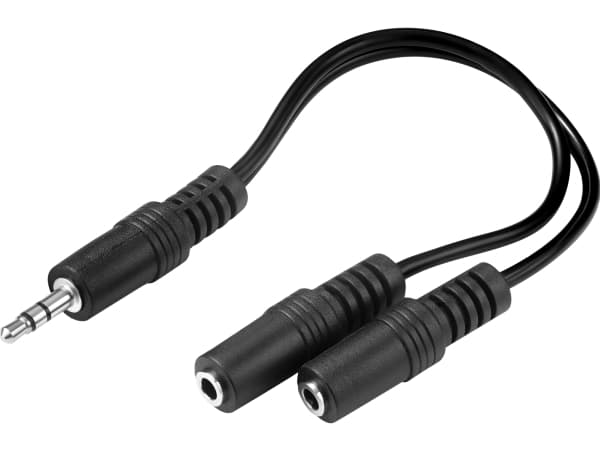 Sandberg MiniJack Splitter 1->2 lydkabel 3.5mm TRS 2x 3.5mm TRS Sort