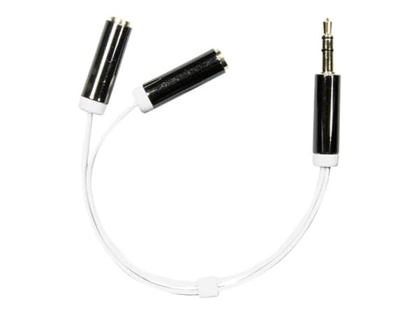 DELTACO AUD-206 - Audio splitter - stereo mini jack (hun) til stereo mini jack (hann) - 10 cm - hvit