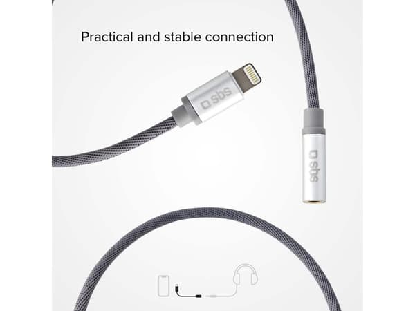 SBS TEADAPTJACKMFIW, 3.5mm, Hunstik, Lightning, Hanstik, 0,15 m, Hvid