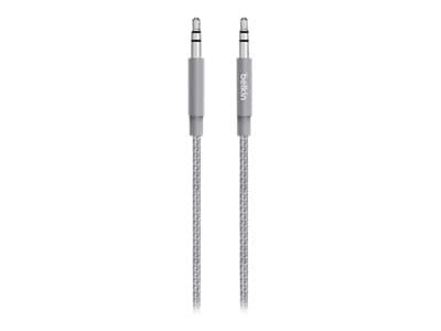 Belkin MIXIT Metallic Aux Cable - Lydkabel - mini-phone stereo 3.5 mm hann til mini-phone stereo 3.5 mm hann - 1.2 m - grå