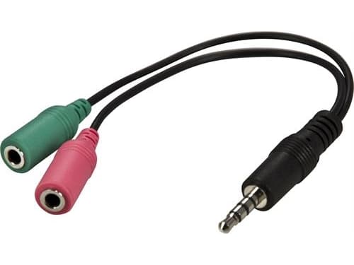 DELTACO AD-8 - Hodesettadapter - mini-phone stereo 3.5 mm hunn til mini-phone stereo 3.5 mm hann - 10 cm - svart