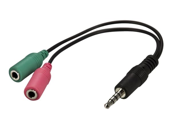 DELTACO AD-8 - Hodesettadapter - mini-phone stereo 3.5 mm hunn til mini-phone stereo 3.5 mm hann - 10 cm - svart
