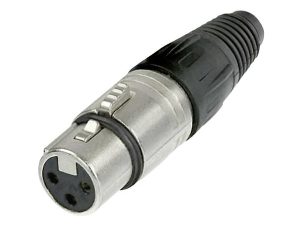 Neutrik NTR-NC3FX, XLR, Sort, Sølv, Nickel, Polyamid, Polyoksymetylen (POM), Polyurethan, Zink-stål, Nickel, UL, UL 94 HB, IEC 61076-2-103, IP 40, IE