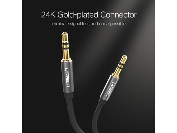 Ugreen 10733, 3.5mm, Hankjønn, 3.5mm, Hankjønn, 1 m, Sort