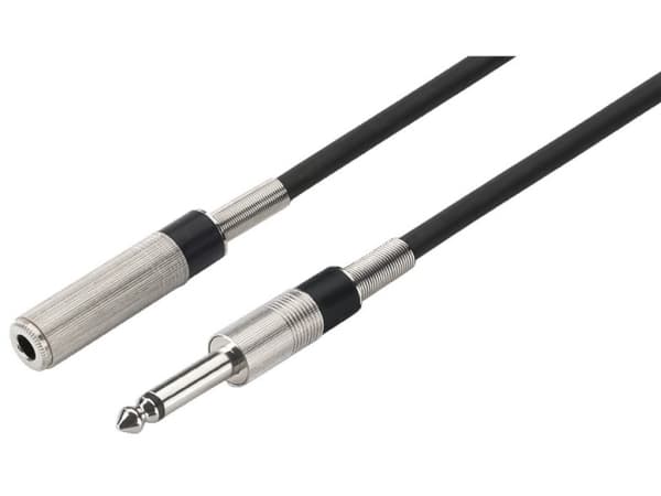 Monacor MEC-600/SW, 6.35mm, Hunstik, 6.35mm, Hanstik, 6 m, Sort