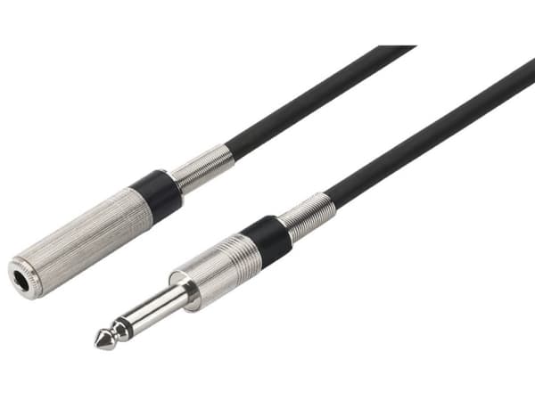 Monacor MEC-600/SW, 6.35mm, Hunstik, 6.35mm, Hanstik, 6 m, Sort