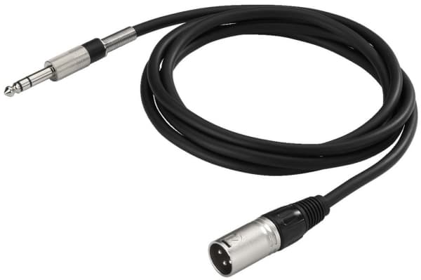 IMG Stage Line 2m, XLR - 6.3mm, XLR (3-nastainen), Hanstik, 6.35mm, Hanstik, 2 m, Sort