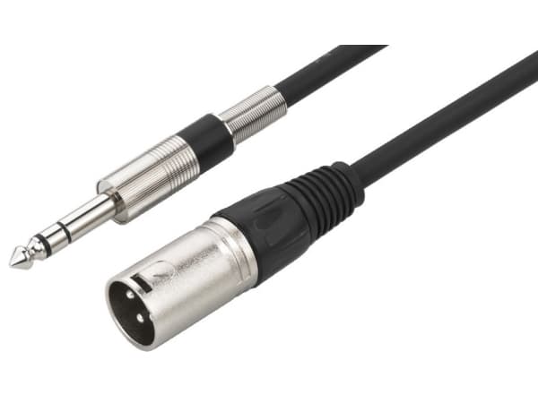 IMG Stage Line 2m, XLR - 6.3mm, XLR (3-nastainen), Hanstik, 6.35mm, Hanstik, 2 m, Sort