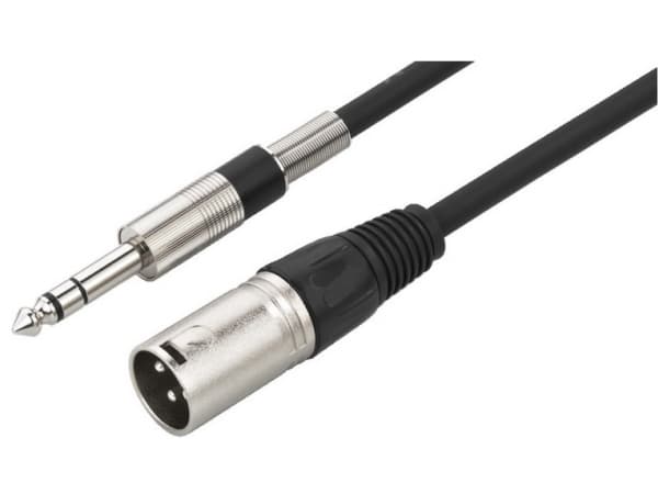 IMG Stage Line 1m, XLR - 6.3mm, XLR (3-pin), Hankjønn, 6.35mm, Hankjønn, 1 m, Sort