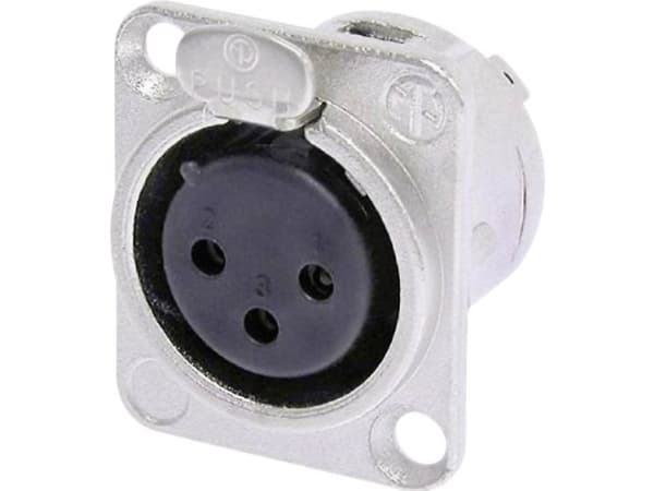 Neutrik NTR-NC3FDL1, XLR, Svart, Silver, Nickel, Polyamid, Stål, Zink stål, Nickel, UL, UL 94 HB, IEC 61076-2-103, IP 40, IEC 68-2-20, 36 mm