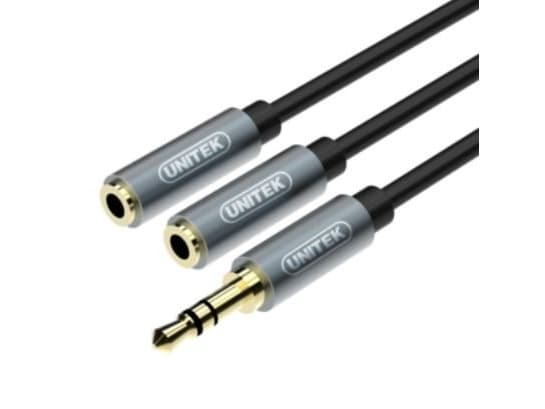 Unitek - Audioadapter - mini-phone stereo 3.5 mm hann til mini-phone stereo 3.5 mm hunn - 20 cm