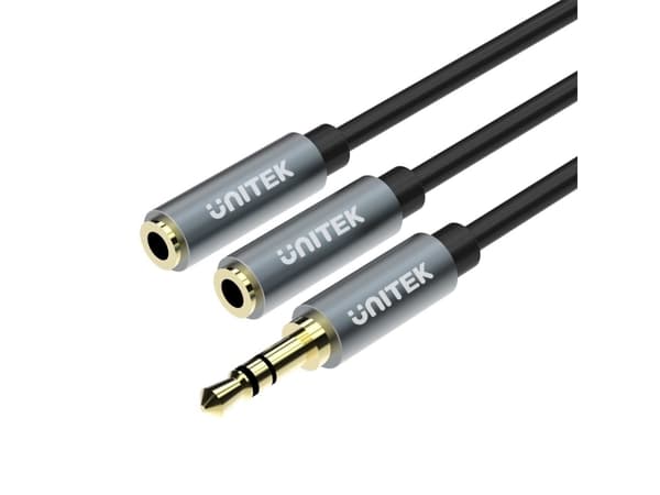 Unitek - Audioadapter - mini-phone stereo 3.5 mm hann til mini-phone stereo 3.5 mm hunn - 20 cm