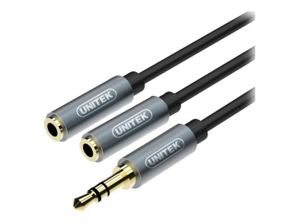 Unitek - Audioadapter - mini-phone stereo 3.5 mm hann til mini-phone stereo 3.5 mm hunn - 20 cm