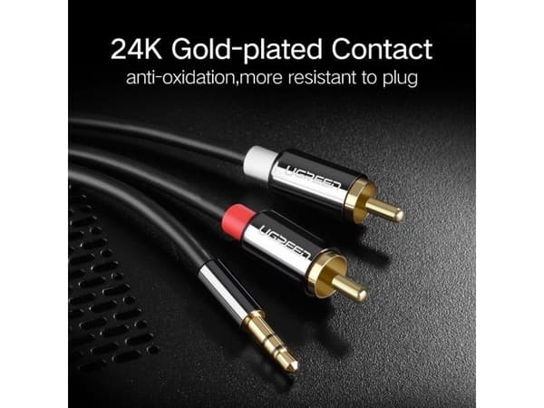 UGREEN AV116 3.5mm Jack till 2RCA (Cinch) kabel 3m (svart)