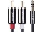 UGREEN AV116 3.5mm Jack till 2RCA (Cinch) kabel 3m (svart)