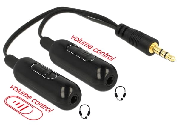 Delock - Lydsplitter - mini-phone stereo 3.5 mm hunn til mini-phone stereo 3.5 mm hann - 19 cm - svart