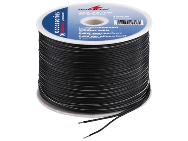 Monacor SPC-75/SW, Kobber, 100 m, Sort