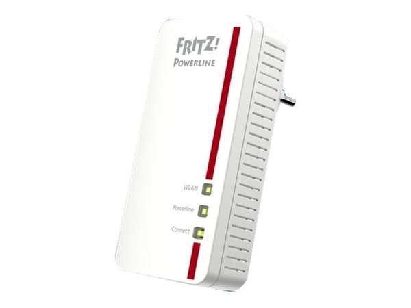 AVM FRITZ!Powerline 1260E - - strømlinjeadaptersett - - 1GbE, HomePlug AV (HPAV) 2.0, IEEE 1901 - Wi-Fi 5 - Dobbeltbånd - veggpluggbar Hvit