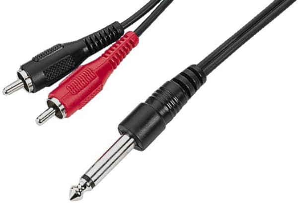 Monacor MCA-300, 6.35mm, Hankjønn, 2 x RCA, Hankjønn, 3 m, Svart, Rød