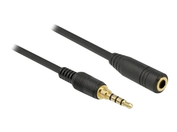 Delock - Jatkojohto audiokaapelille - 4-napainen ministik uros 4-napaiseen ministik naaraaseen - 50 cm - musta - musta