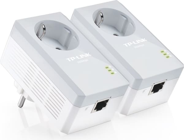 TP-Link TL-PA4010PKIT AV500+ Powerline Kit with AC Pass Through - PowerLine adaptersats HomePlug AV (HPAV) - vägginsticksbar (paket om 2)
