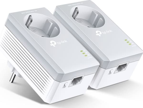 TP-Link TL-PA4010PKIT AV500+ Powerline Kit with AC Pass Through - PowerLine adaptersats HomePlug AV (HPAV) - vägginsticksbar (paket om 2)