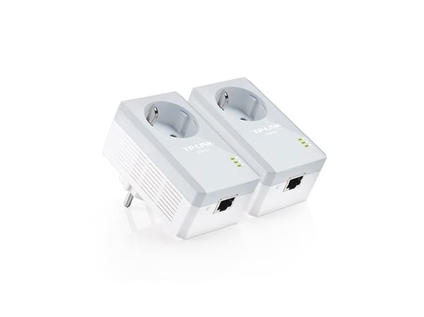 TP-Link TL-PA4010PKIT AV500+ Powerline Kit with AC Pass Through - PowerLine adaptersats HomePlug AV (HPAV) - vägginsticksbar (paket om 2)