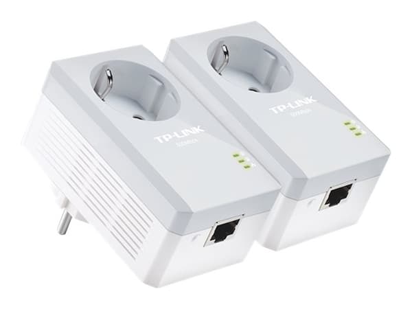 TP-Link TL-PA4010PKIT AV500+ Powerline Kit with AC Pass Through - PowerLine adaptersats HomePlug AV (HPAV) - vägginsticksbar (paket om 2) Vit