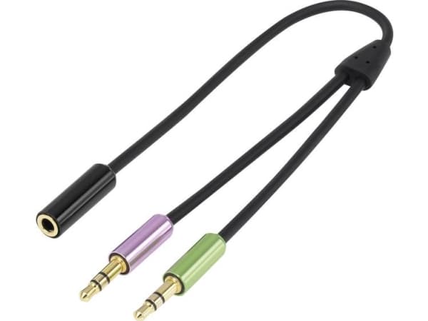 SpeaKa Professional SP-7870576, 2 x 3.5mm, Hankjønn, 3.5mm, Hunkjønn, 0,21 m, Sort