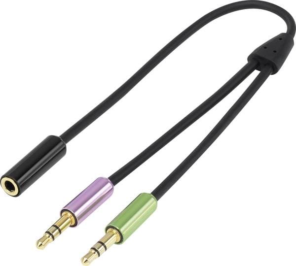 SpeaKa Professional SP-7870576, 2 x 3.5mm, Hankjønn, 3.5mm, Hunkjønn, 0,21 m, Sort
