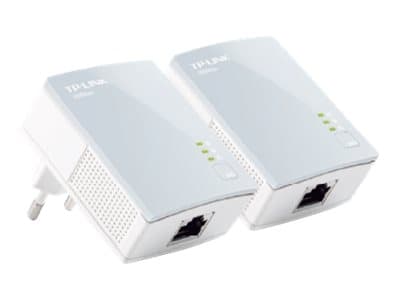 TP-Link TL-PA411KIT AV500 Nano Powerline Adapter Starter Kit - Strømlinjeadaptersett HomePlug AV (HPAV) - veggpluggbar (en pakke 2) Hvit